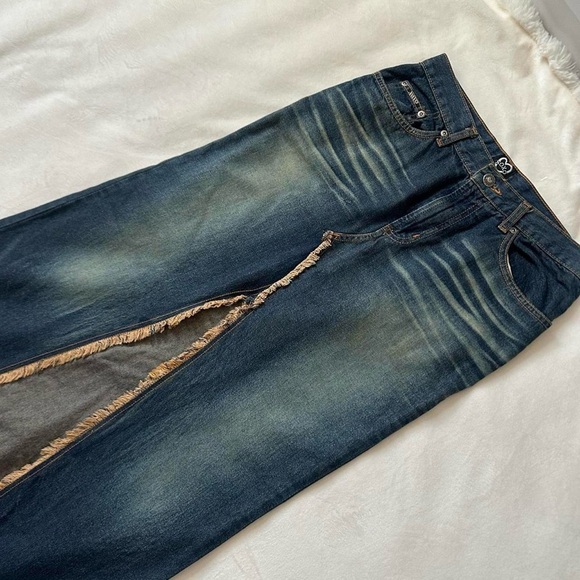Insane y2k Denim Open Front Maxi Skirt By XoXo Size 3/4 - Picture 4 of 8